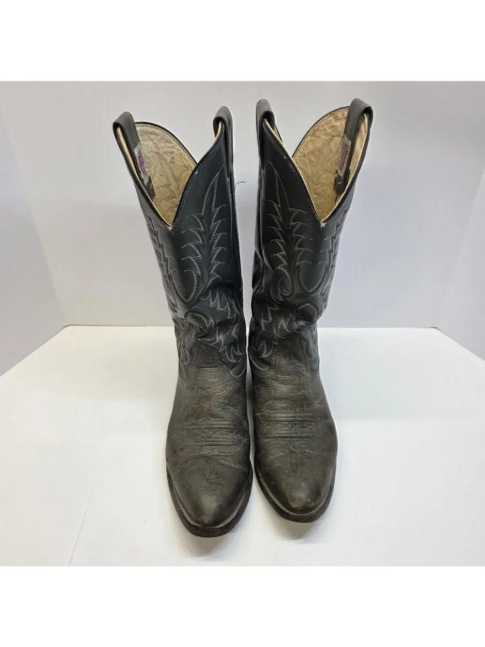 Nocona Western Boots Mens 7.5E Wide Brown Olive Distressed Leather USA